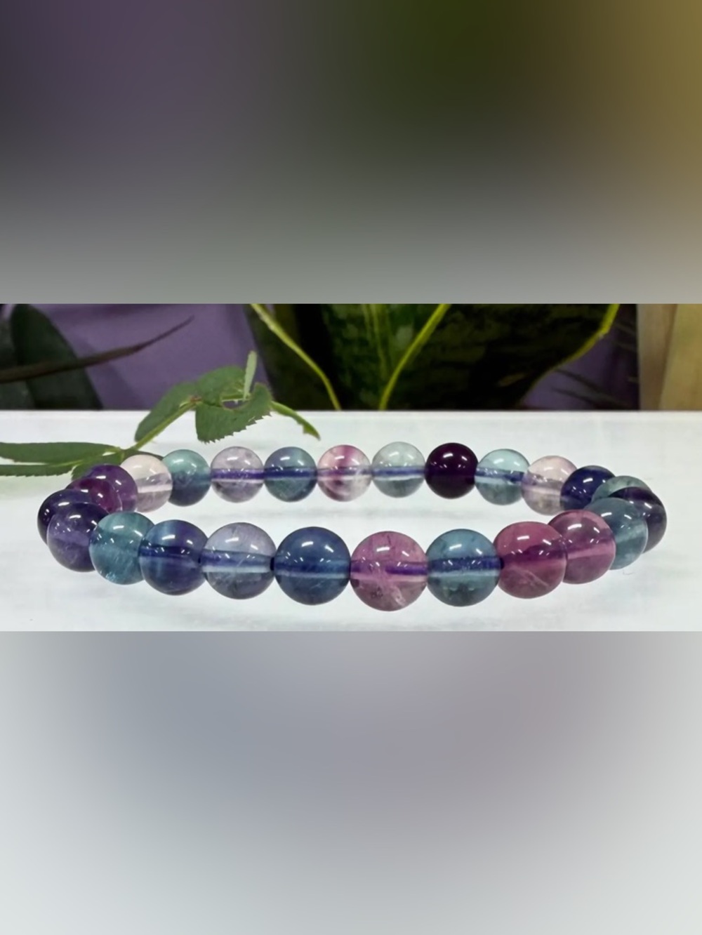 Natural Rainbow Fluorite Crystal Healing
Stretch Bracelets (8mm, 7.5") single pc